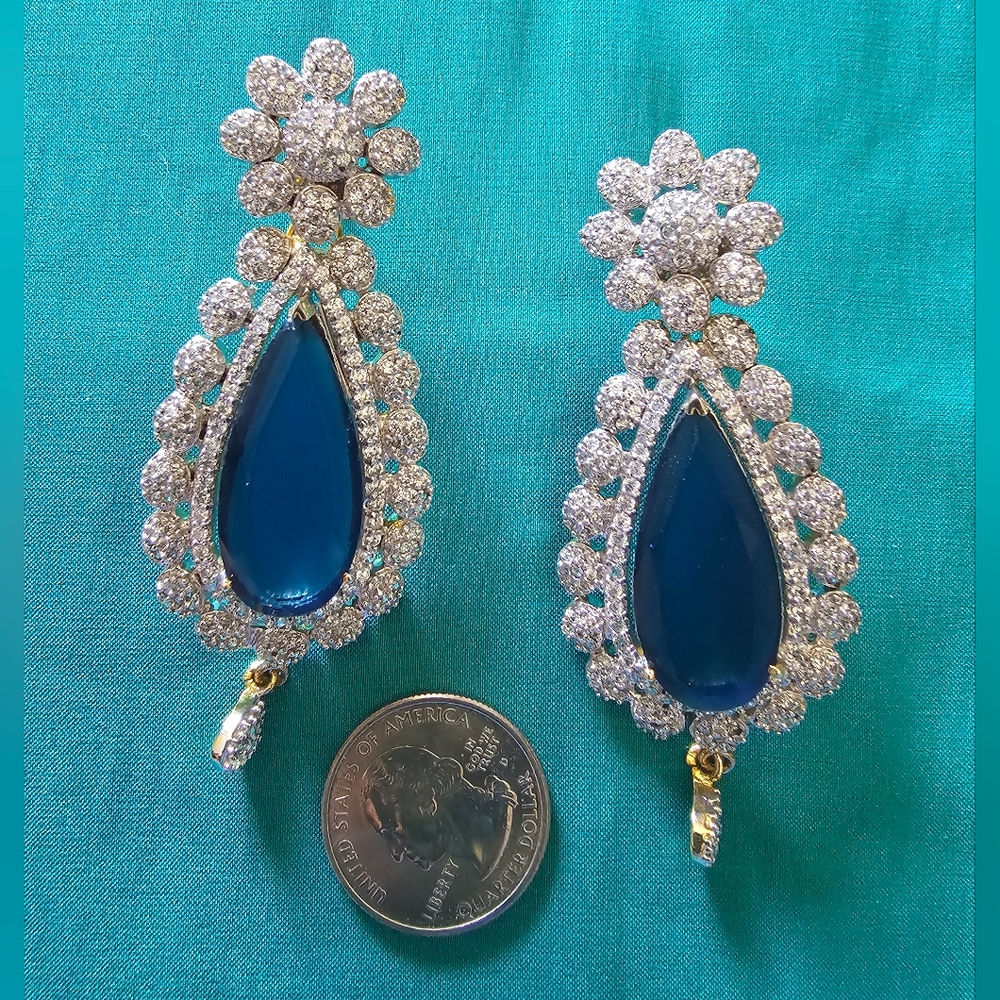 Elegant Blue and Silver Teardrop Earrings